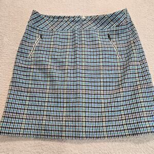 Talbots Petites Wool Blend Checked Skirt Blue and Gray Women's Size 12P